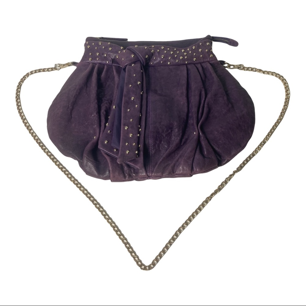 Junior Drake, Karel, Italian Leather, Textured Purple detachable gold tone chain